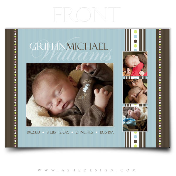 5x7 Flat Birth Announcement - Griffin Michael