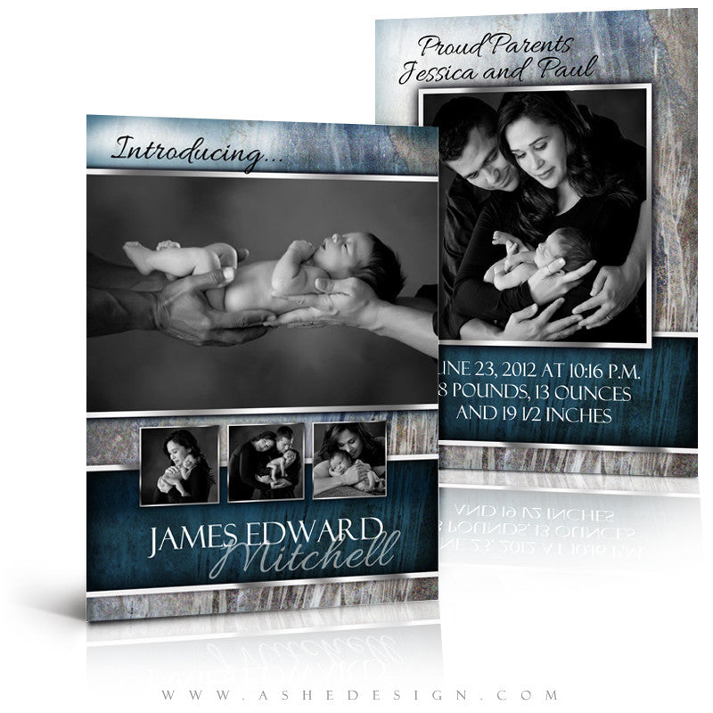 5x7 Flat Birth Announcement - James Edward