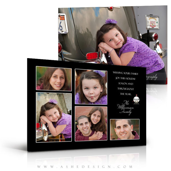 5x7 Flat Christmas Card - Jingle Bell Black