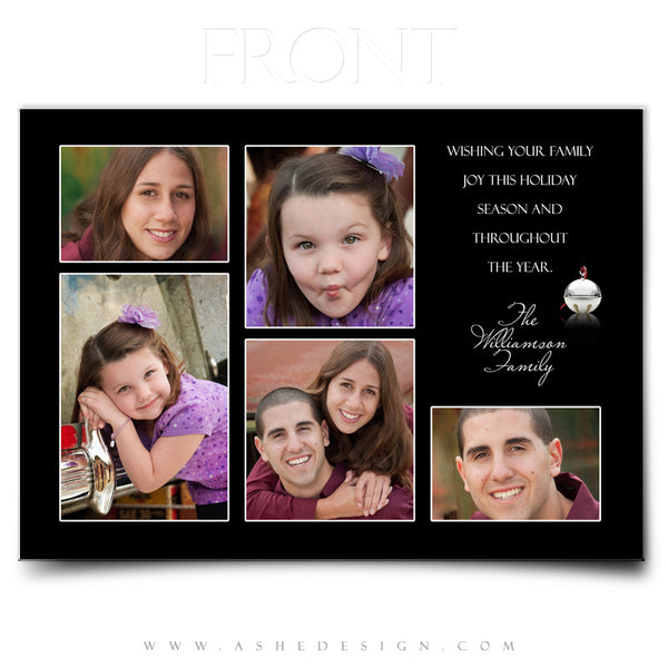 5x7 Flat Christmas Card - Jingle Bell Black