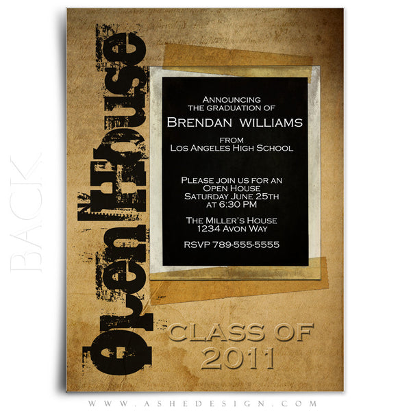 5x7 Flat Senior Boy Graduation Card - Leather Bound