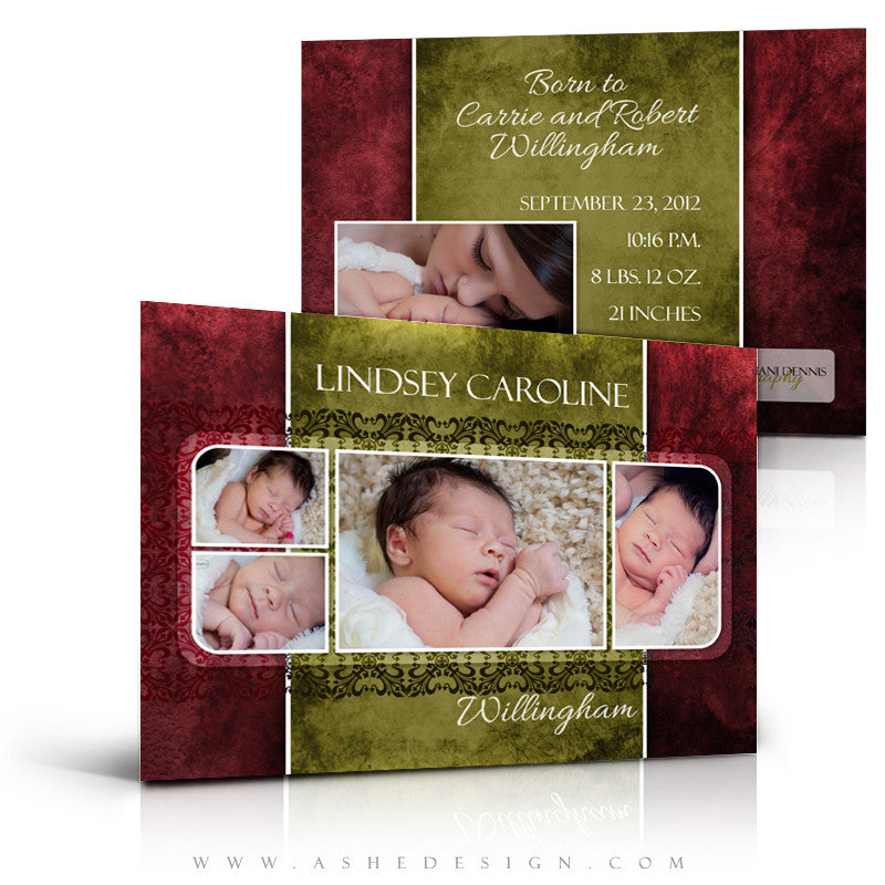 5x7 Flat Birth Announcement  - Lindsey Caroline
