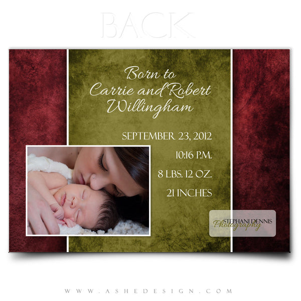5x7 Flat Birth Announcement  - Lindsey Caroline