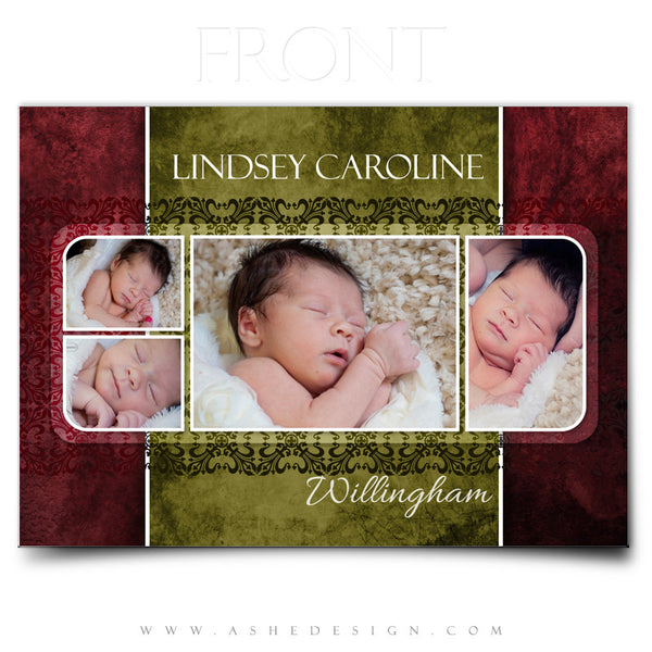 5x7 Flat Birth Announcement  - Lindsey Caroline