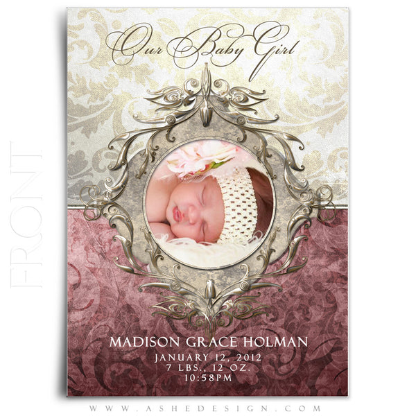 5x7 Flat Birth Announcement - Madison Grace