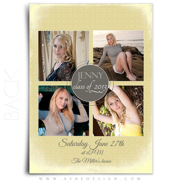 5x7 Flat Senior Girl Card - Modern Simplicity