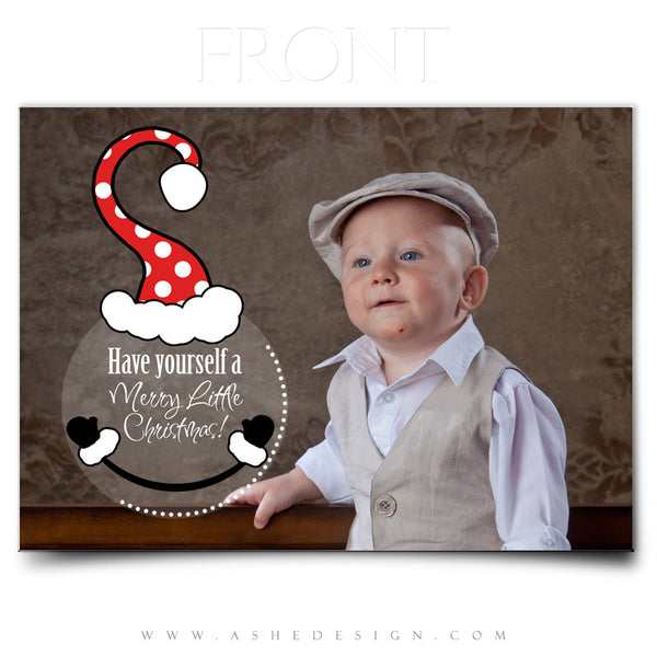 5x7 Flat Christmas Card - Peppermint Santa