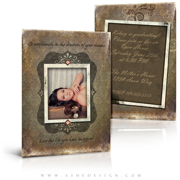 5x7 Flat Graduation Card - Shabby Chic