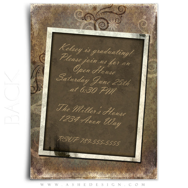 5x7 Flat Graduation Card - Shabby Chic