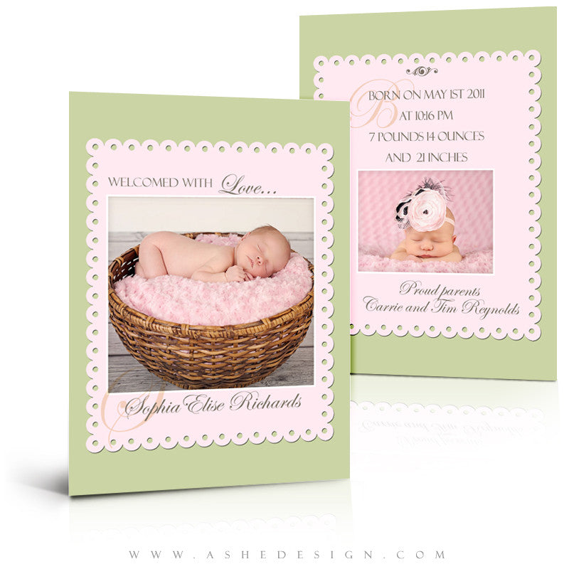 5x7 Flat Birth Announcement - Sophia Elise