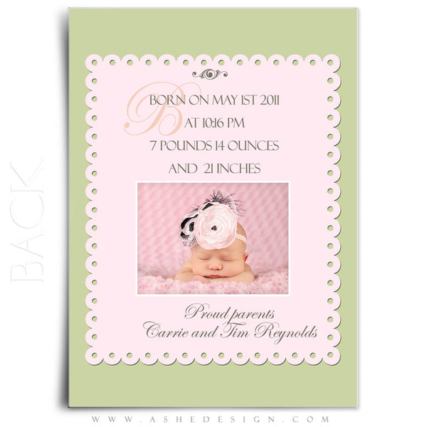 5x7 Flat Birth Announcement - Sophia Elise