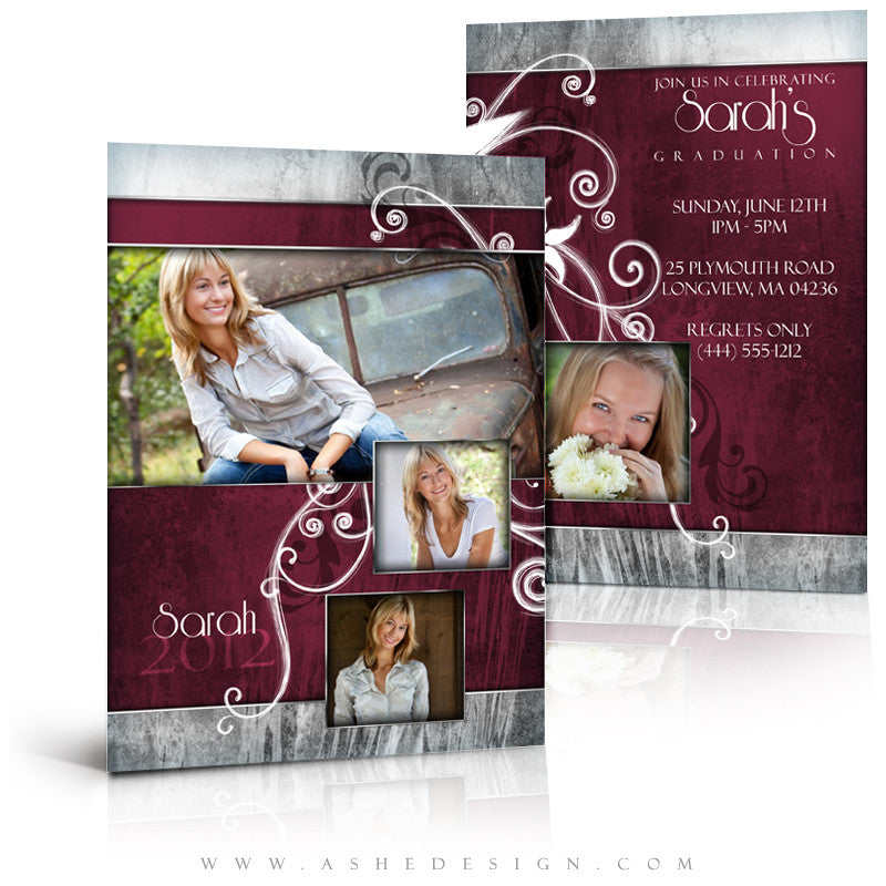 5x7 Flat Graduation Card - Steel Magnolia