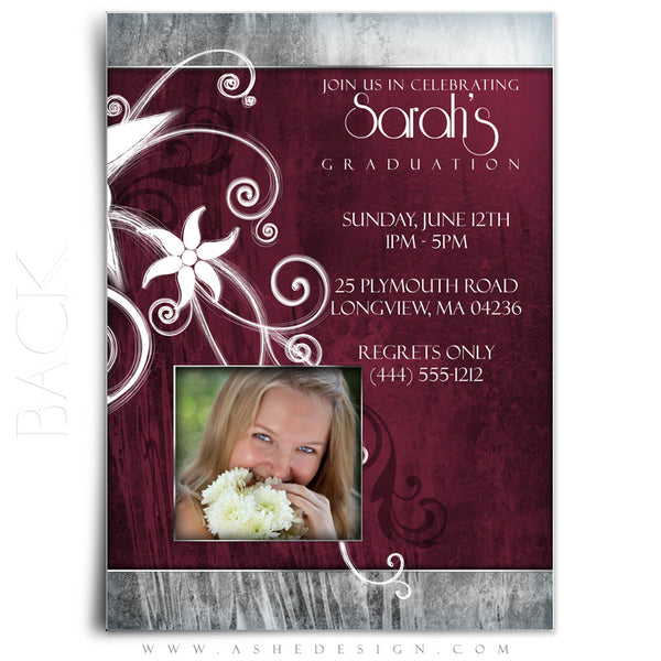 5x7 Flat Graduation Card - Steel Magnolia