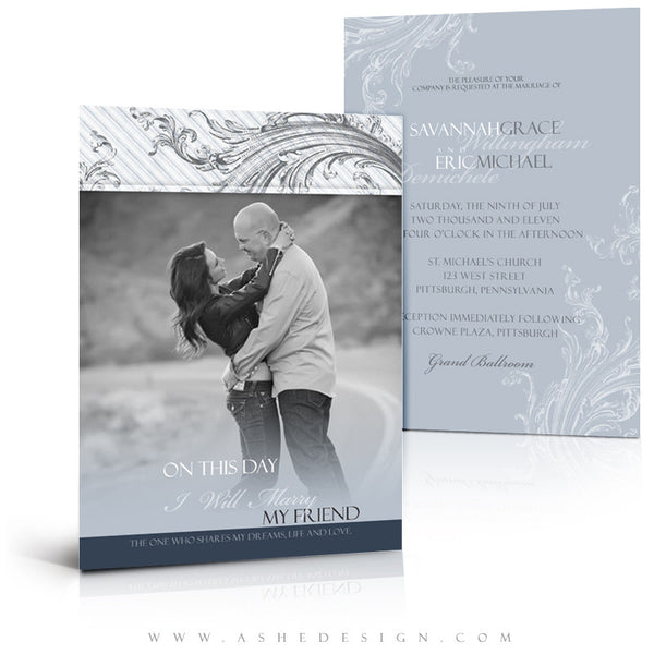 5x7 Flat Wedding Invitation - Wings of Love