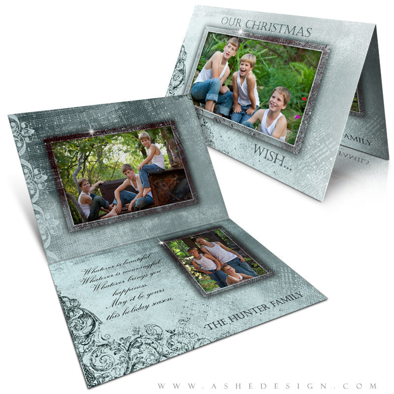 5x7 Folded Christmas Card - Blue Christmas