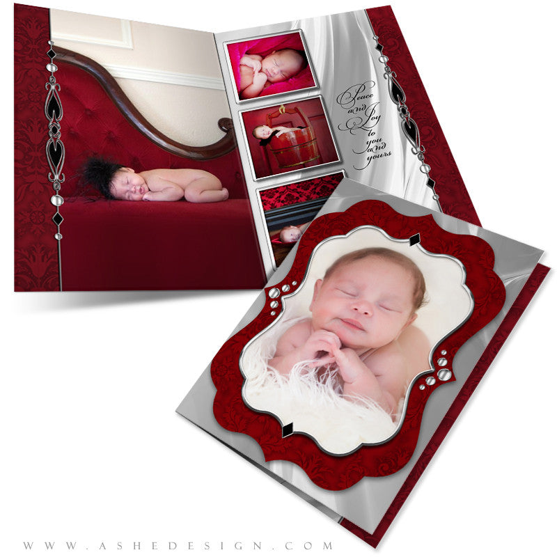 5x7 Folded Christmas Card  - Christmas Bling