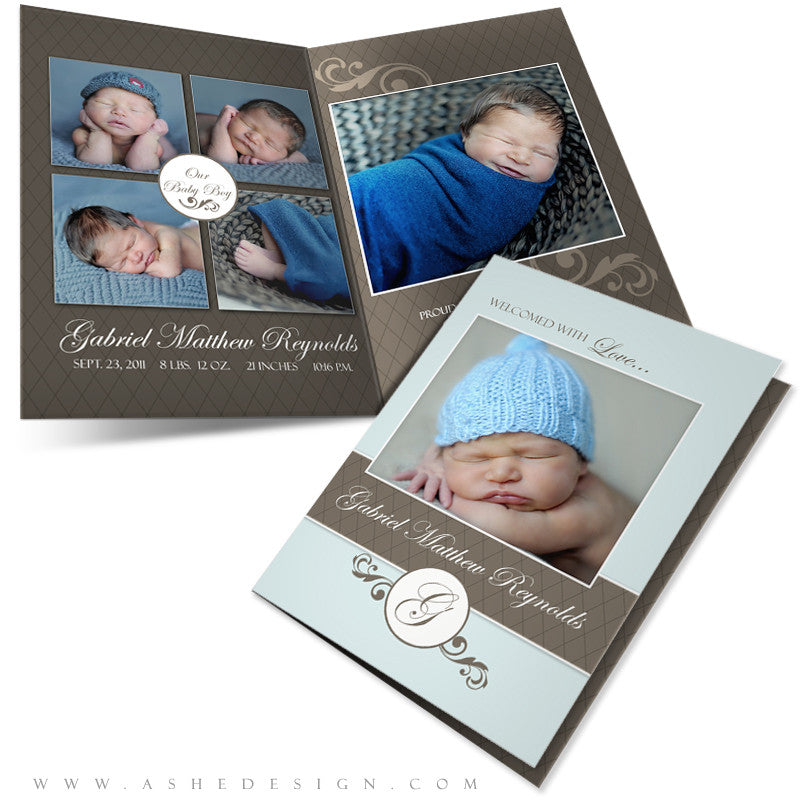 5x7 Folded Birth Announcement - Gabriel Matthew