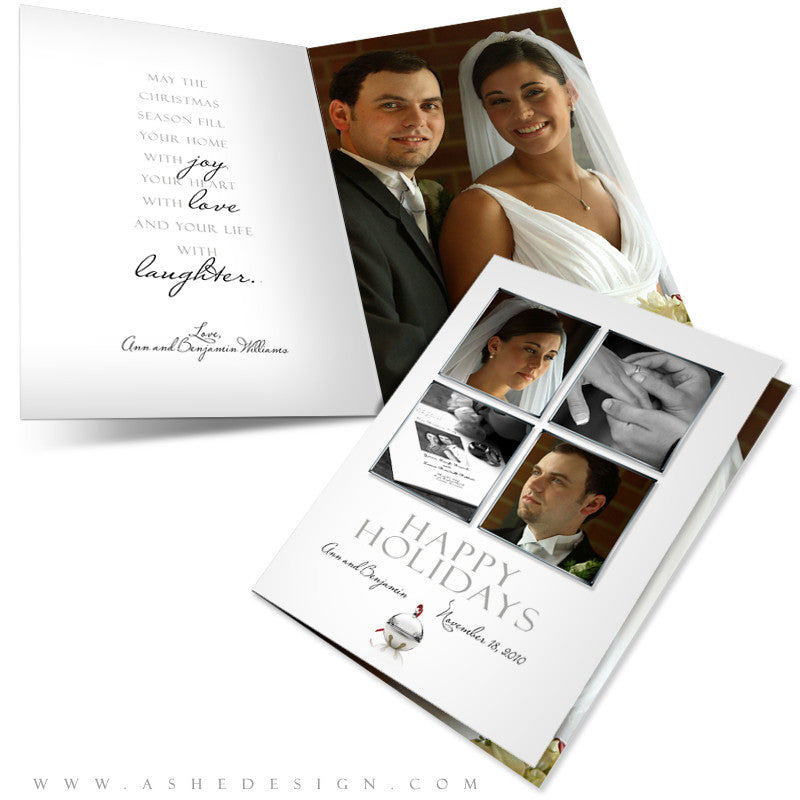 5x7 Folded Christmas Card - Jingle Bell White