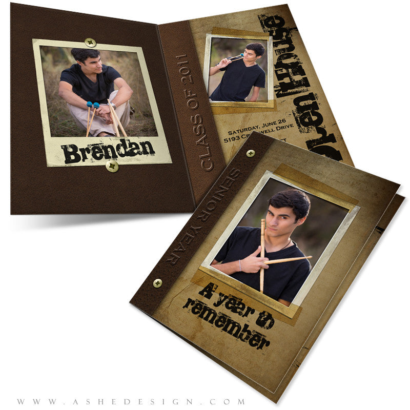 5x7 Folded Card Design - Leather Bound