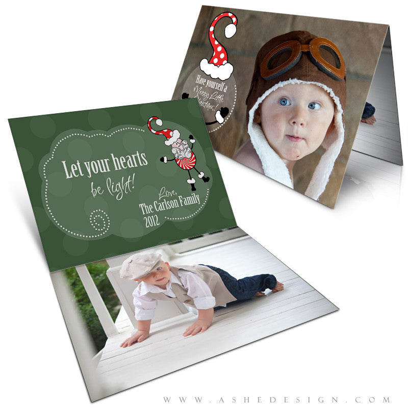 5x7 Folded Card Design - Peppermint Santa