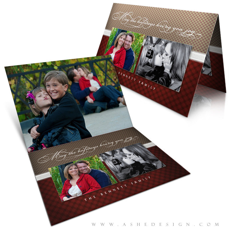 5x7 Folded Christmas Card - Perfectly Plaid