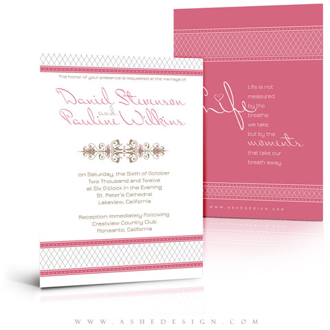 5x7 Flat Wedding Invitation - Raspberry Cream
