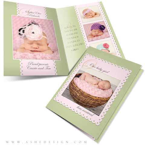 5x7 Folded Birth Announcement - Sophia Elise