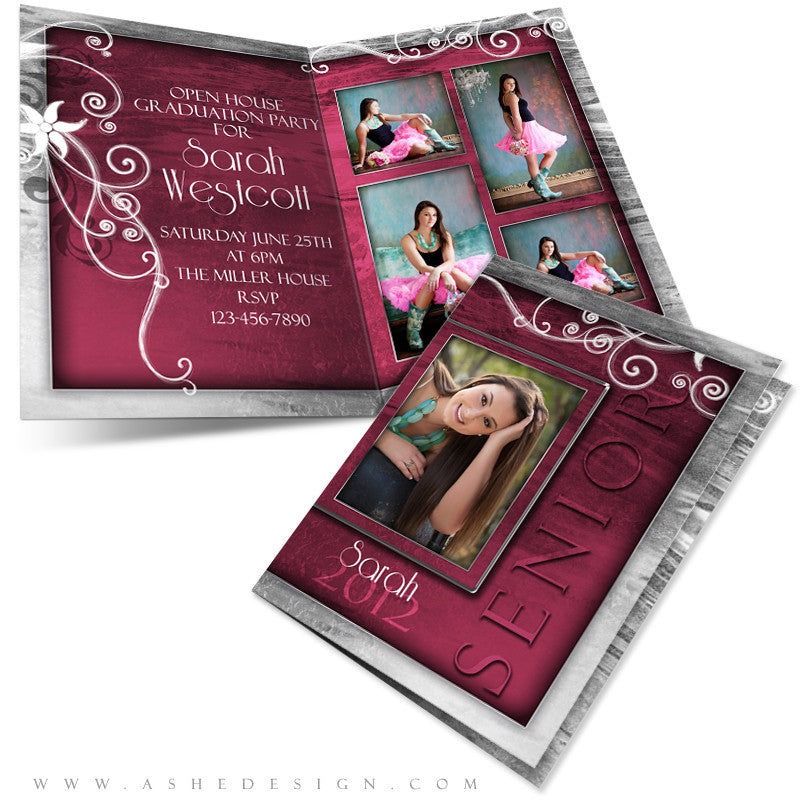 5x7 Folded Graduation Card - Steel Magnolia