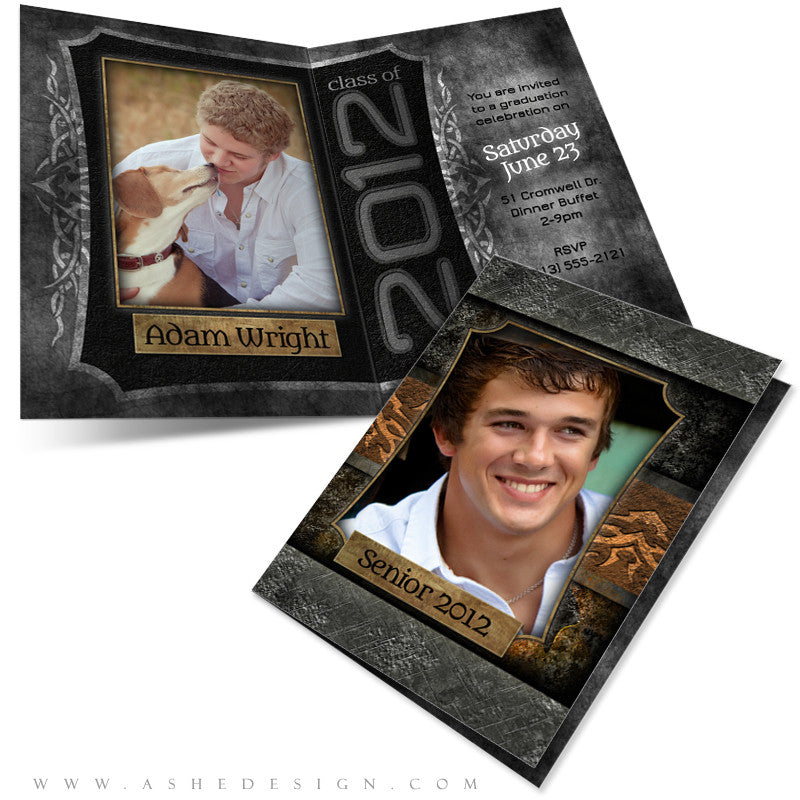 5x7 Folded Senior Boy Graduation Card - Tattooed