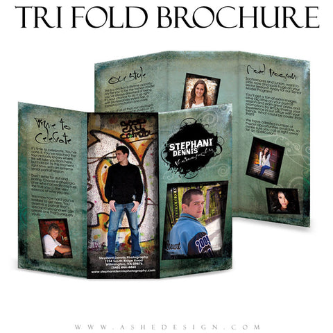 8.5x11 Tri-Fold Brochure - Blue Latte Grunge