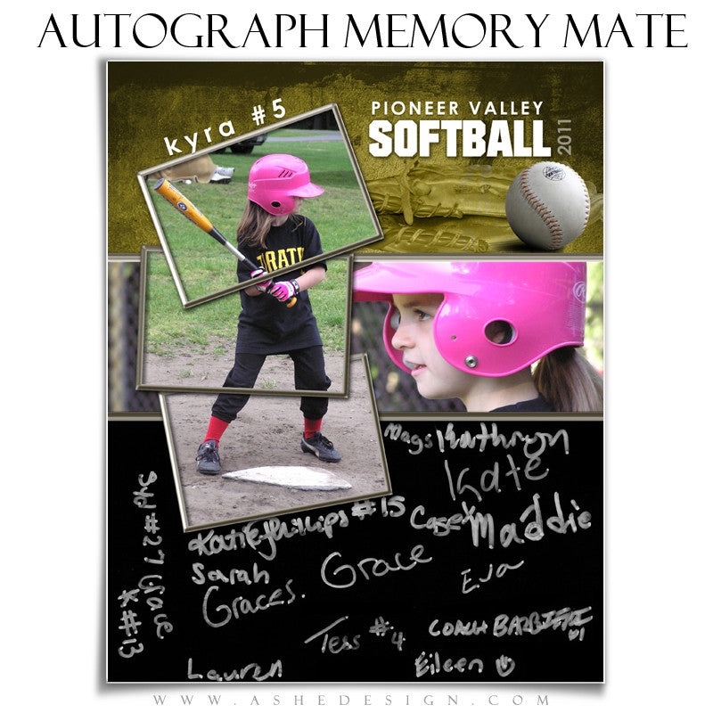 Autograph Memory Mates Design (8x10) - Softball