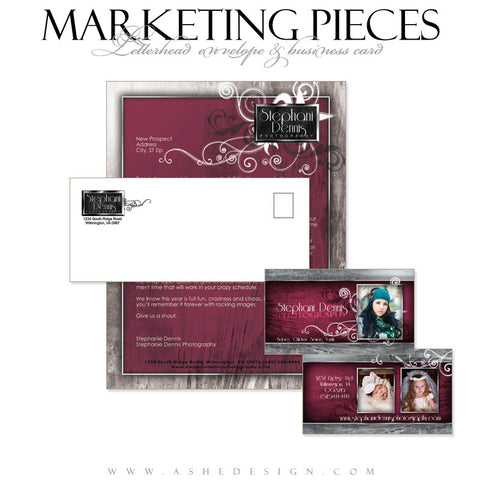 Business Card & Letterhead Set Designs - Steel Magnolia