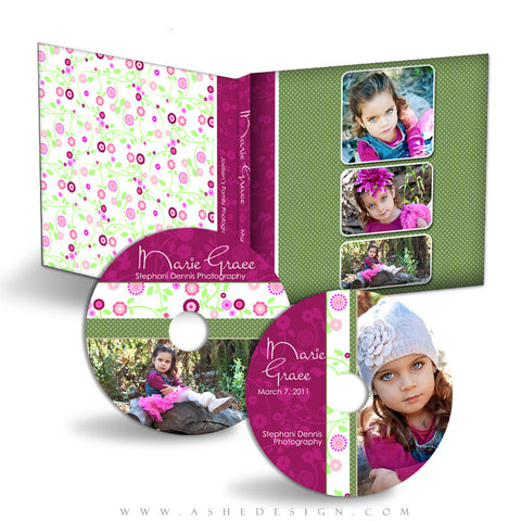 CD/DVD Label & Case Design Set - Floral Harmony