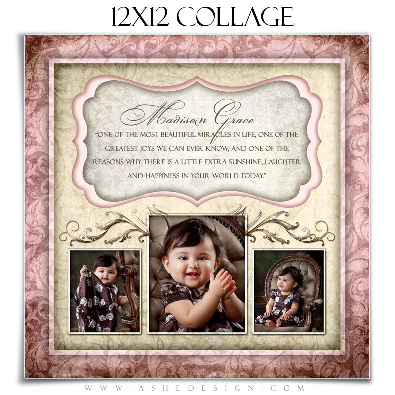 Baby Girl Collage (12x12) - Madison Grace