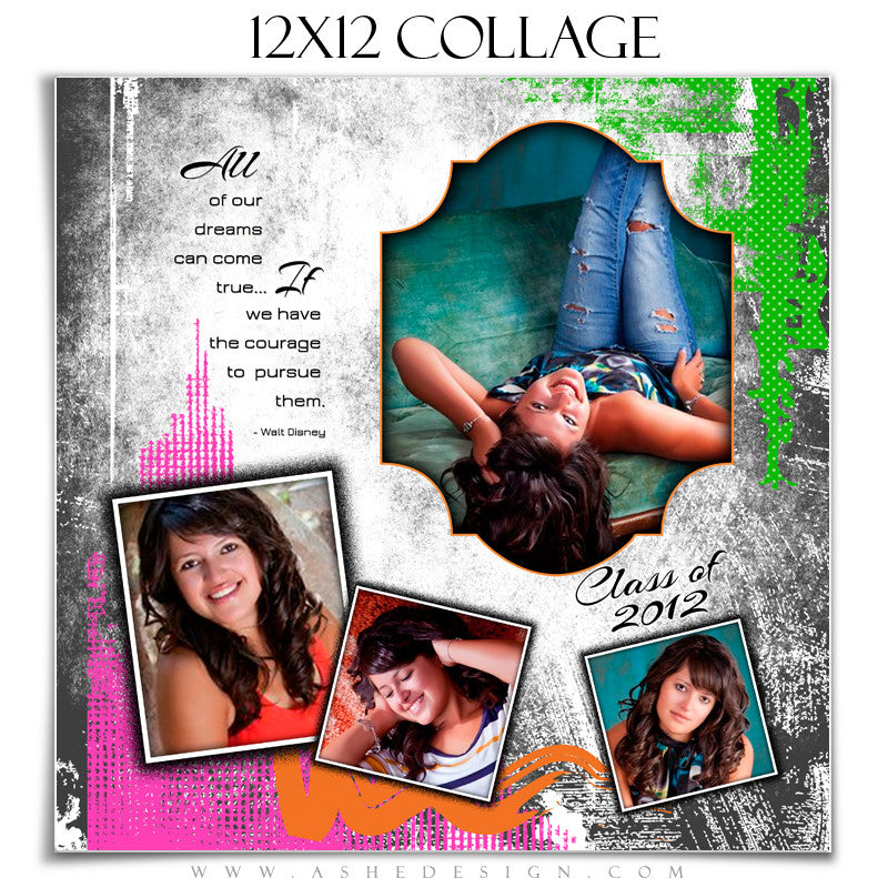 Senior Girl Collage (12x12) - Neon