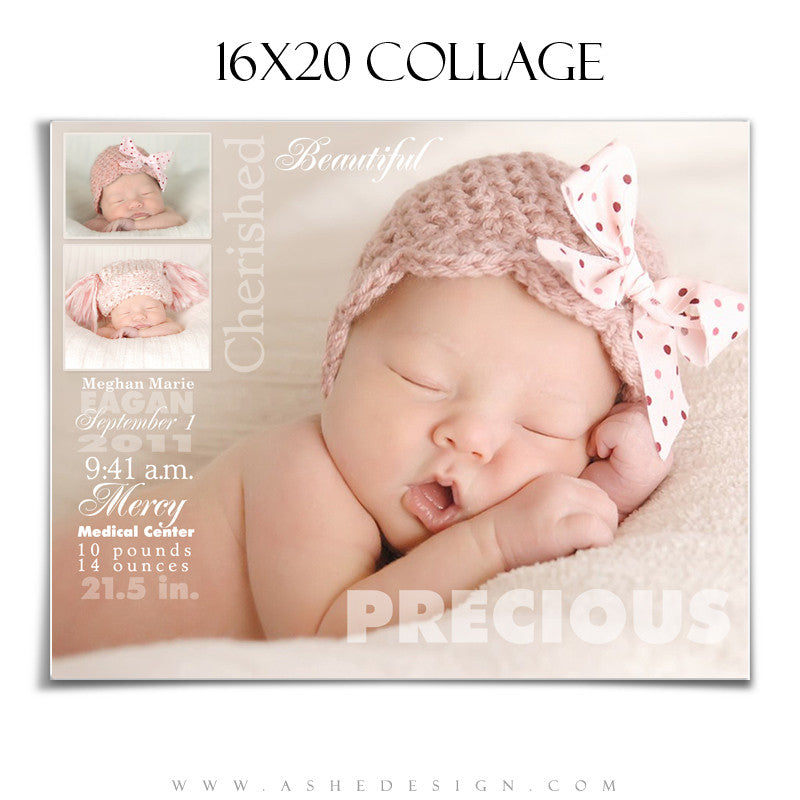 Ashe Design | Sculpting Words 16x20 Newborn Collage