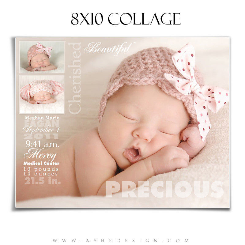 Ashe Design | 8x10 Newborn Photography Template | Sculpting Words