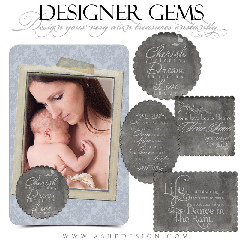 Designer Gems - Slateboard Scalloped Shapes