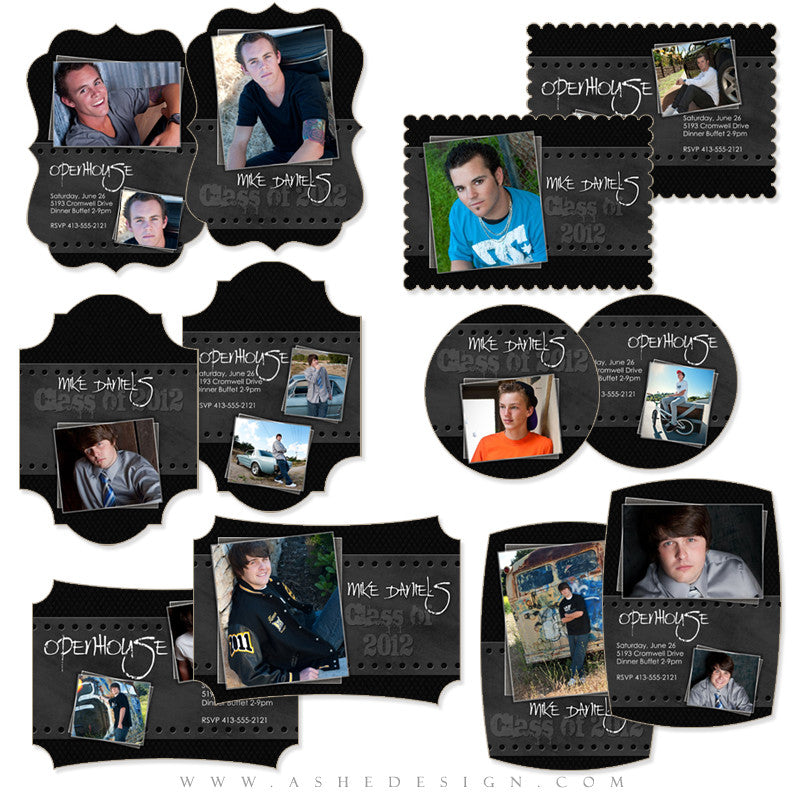 Die Cut Card Design Set - Black Leather