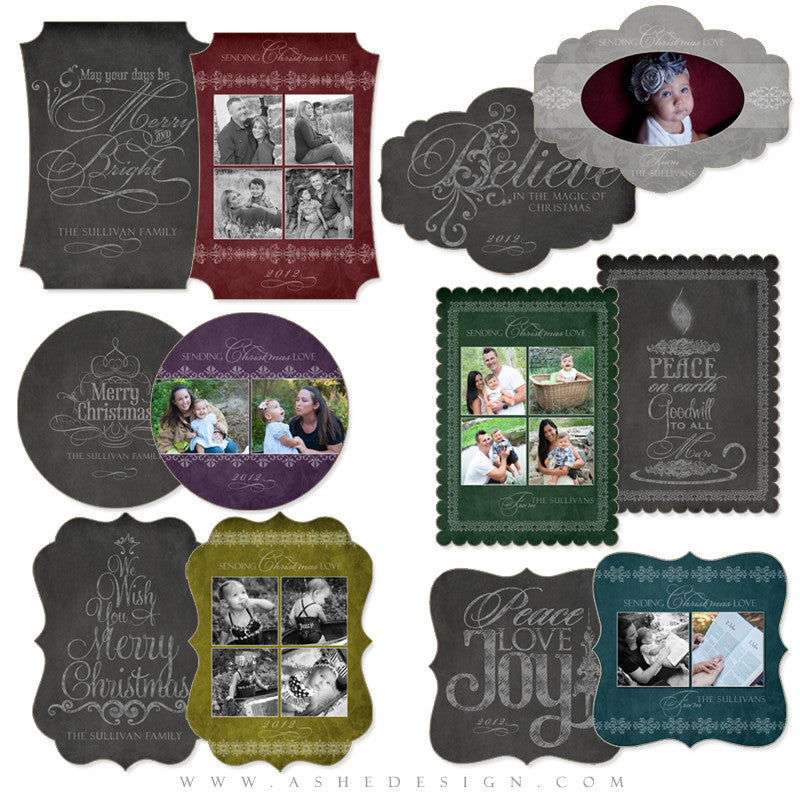 Die Cut Christmas Card Set - Chalkboard
