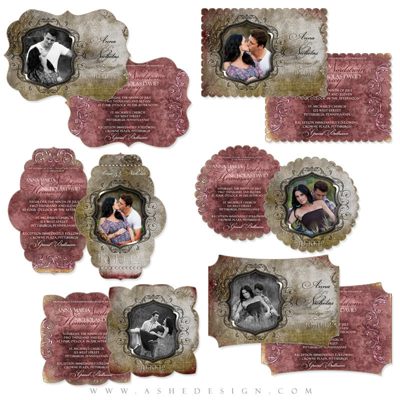 Die Cut Card Design Set - Engraved Elegance