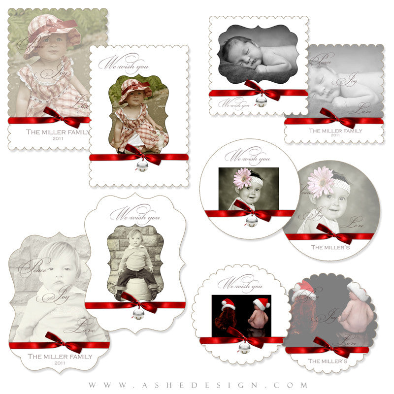 Die Cut Christmas Card Set - Jingle Bell White