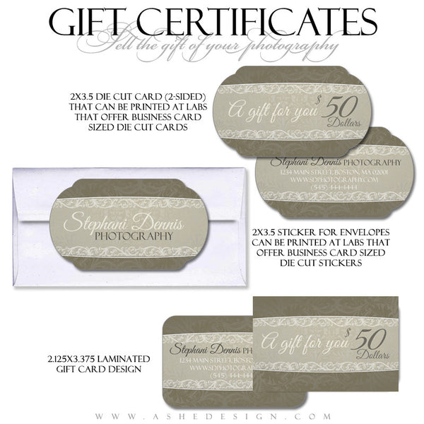 Gift Certificate Designs - Antique Damask