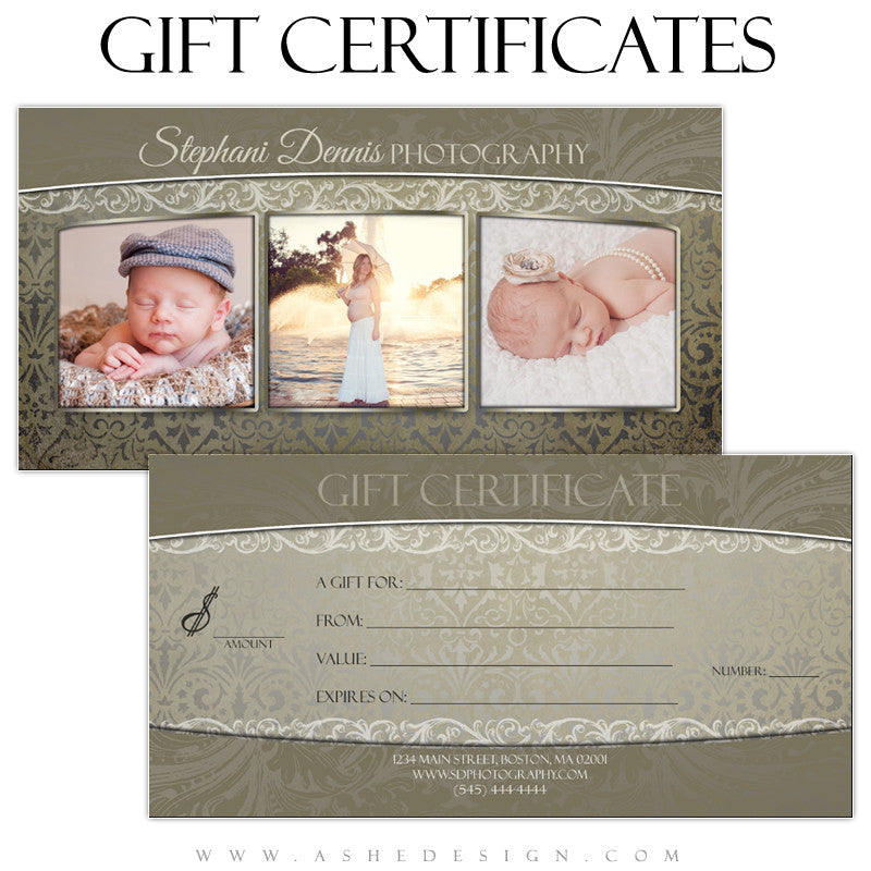 Gift Certificate Designs - Antique Damask