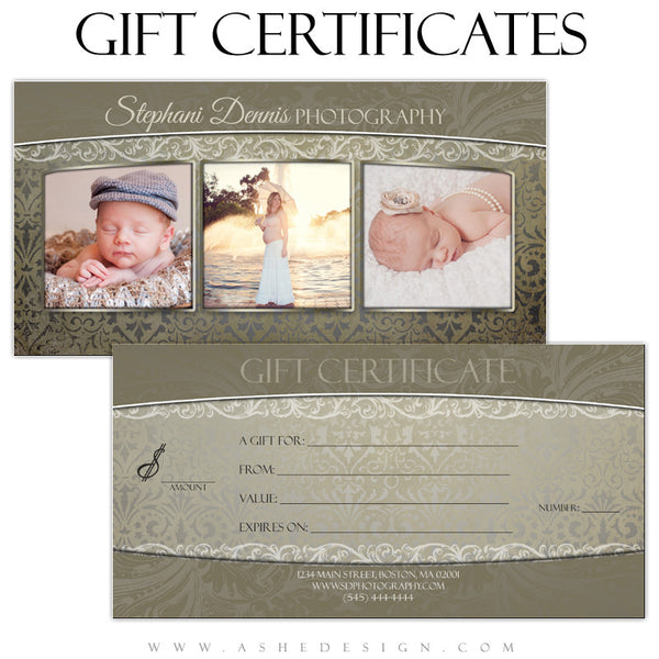 Gift Certificate Designs - Antique Damask