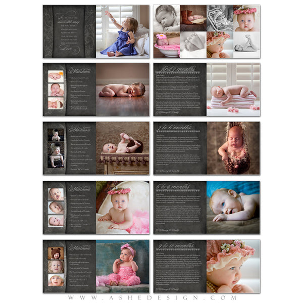 Ashe Design | Photo Book 10x10 Template | Chalkboard - Baby's First Year Journal pgs