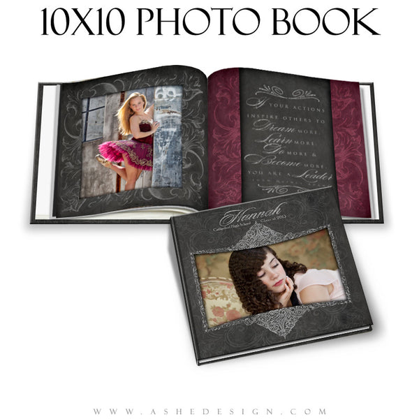 Photo Book Template (10x10) - Chalkboard Senior Girl