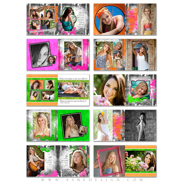 Senior Girl Photo Book Template (10x10) - Neon