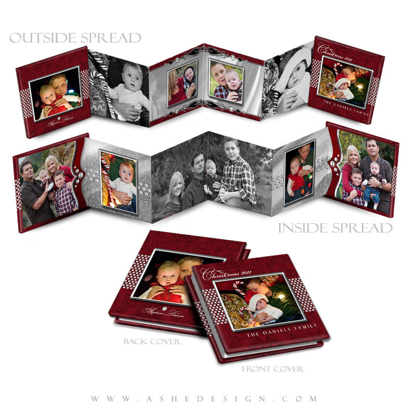Photo Book Design Template (3x3 Accordion Mini) - Christmas Bling
