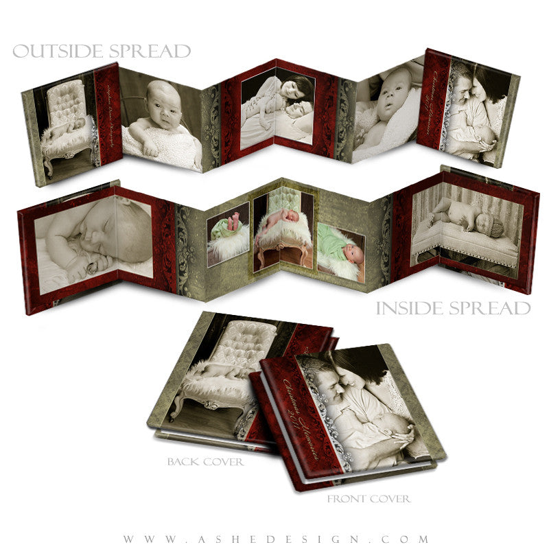 Photo Book Design Template (3x3 Accordion Mini) - Holiday Luxury